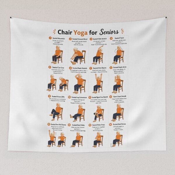 Item preview, Chair Yoga Chart For Seniors Over 60, Chair Yoga Exercises Chart For Seniors, Chair Yoga Workout Chart For Seniors  designed and sold by PaulaSpringArt.