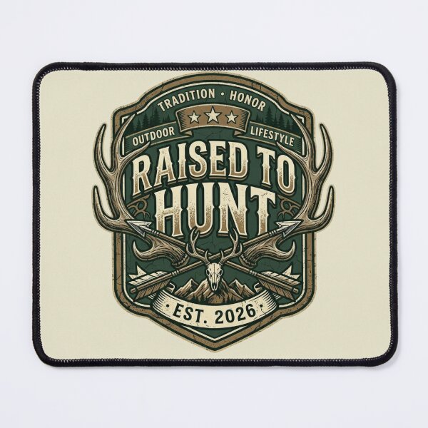 Item preview, Raised To Hunt Vintage Deer Antler Est 2026 Badge designed and sold by PACS0011.