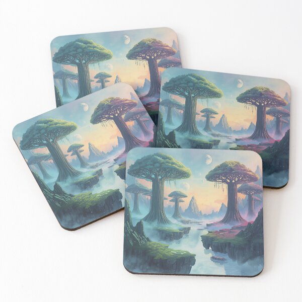 Item preview, Watercolor Bioluminescent Sky Forest Alien Valley designed and sold by Luminous Wilds.