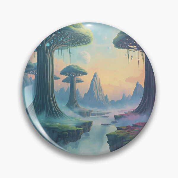 Item preview, Watercolor Bioluminescent Sky Forest Alien Valley designed and sold by Luminous Wilds.