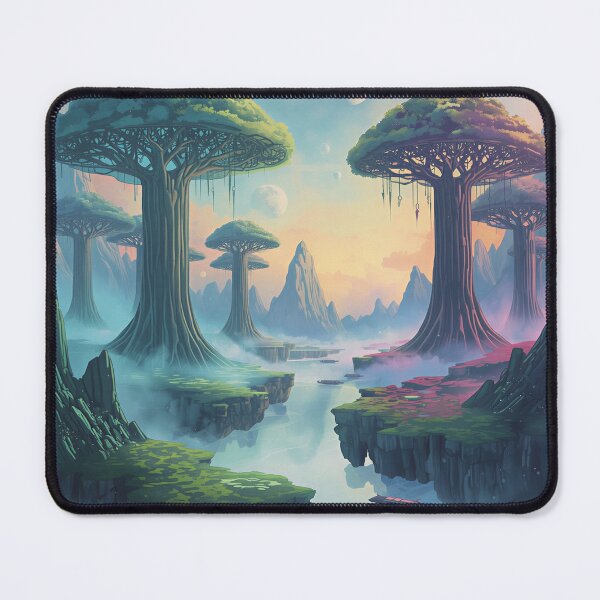 Item preview, Watercolor Bioluminescent Sky Forest Alien Valley designed and sold by Luminous Wilds.