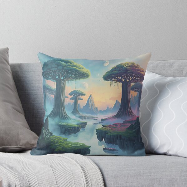 Item preview, Watercolor Bioluminescent Sky Forest Alien Valley designed and sold by Luminous Wilds.