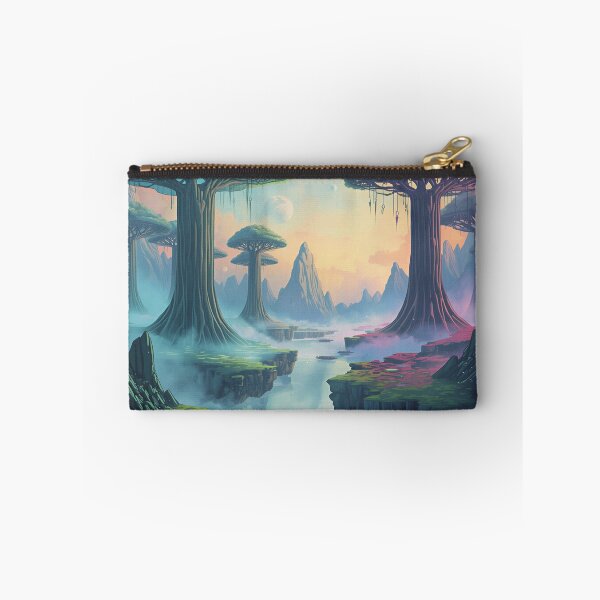 Item preview, Watercolor Bioluminescent Sky Forest Alien Valley designed and sold by Luminous Wilds.