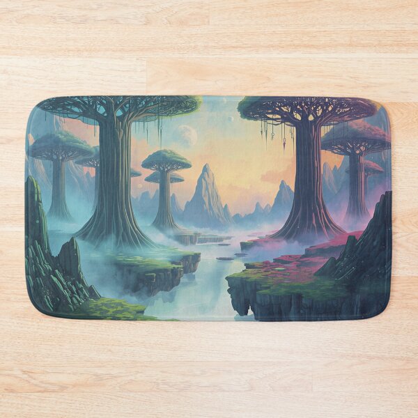 Item preview, Watercolor Bioluminescent Sky Forest Alien Valley designed and sold by Luminous Wilds.