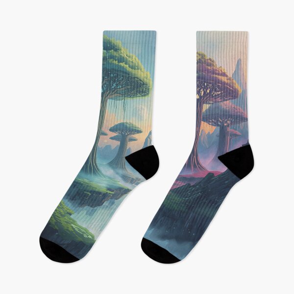 Item preview, Watercolor Bioluminescent Sky Forest Alien Valley designed and sold by Luminous Wilds.