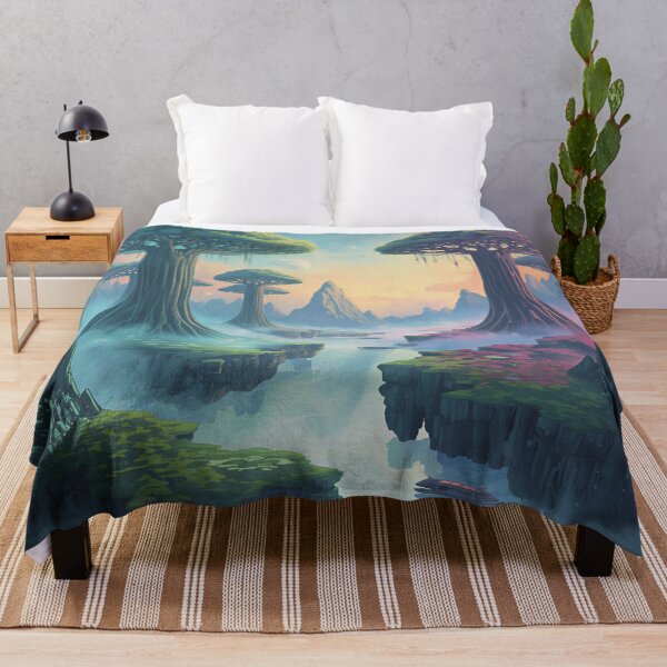 Item preview, Watercolor Bioluminescent Sky Forest Alien Valley designed and sold by Luminous Wilds.