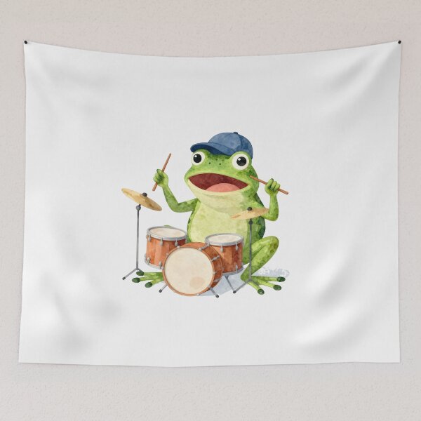 Item preview, Drumming Frog Groove – Funny Animal Music Vibes designed and sold by Muayad Al-Farhan.