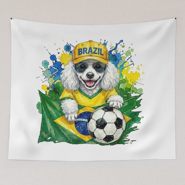 Item preview, Poodle white World Cup Brazil Suppawter designed and sold by The Suppawters.