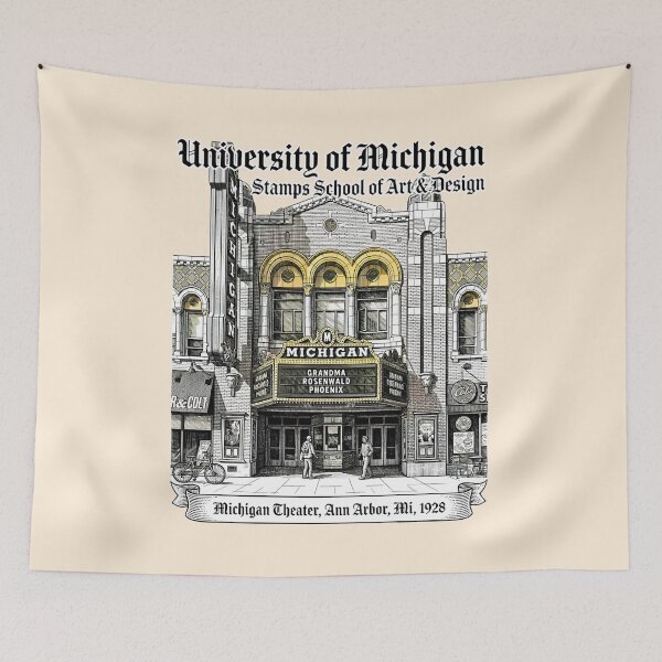 Item preview, Historic Michigan Theater Stamps School Art Design Engraving designed and sold by EvergreenPark - Tee Studio.