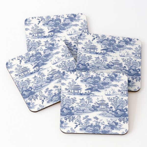 Item preview, Blue White Chinoiserie Pagoda Pattern designed and sold by Canvas-Whispers.