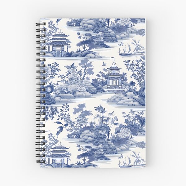Item preview, Blue White Chinoiserie Pagoda Pattern designed and sold by Canvas-Whispers.