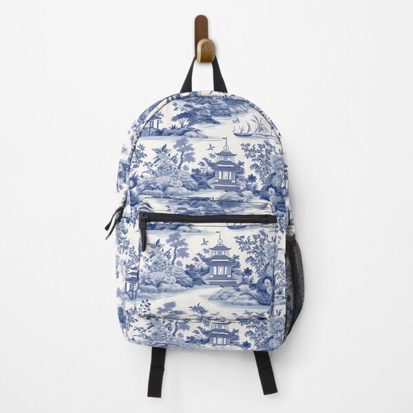 Item preview, Blue White Chinoiserie Pagoda Pattern designed and sold by Canvas-Whispers.
