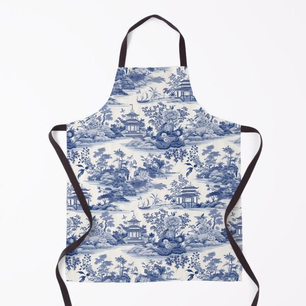 Item preview, Blue White Chinoiserie Pagoda Pattern designed and sold by Canvas-Whispers.