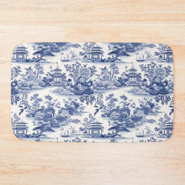 Item preview, Blue White Chinoiserie Pagoda Pattern designed and sold by Canvas-Whispers.