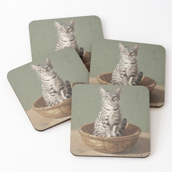 Item preview, Indignant Egyptian Mau in the Fruit Bowl Folk Art designed and sold by PictorialWhimsy.
