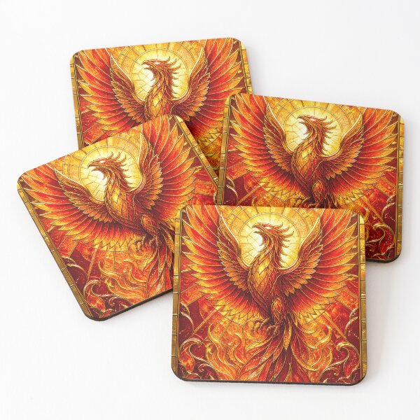 Item preview, Phoenix Rising Stained Glass Fantasy Fire Art designed and sold by LuisWorks.
