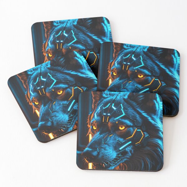 Item preview, ​Cybernetic Wolf with Glowing Neon Armor designed and sold by PixelFlowArt.