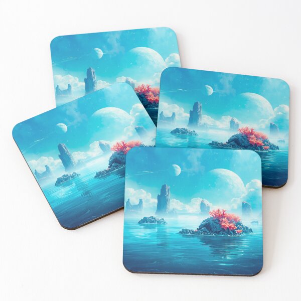 Item preview, Floating Coral Archipelago Watercolor Alien Landscape designed and sold by Luminous Wilds.