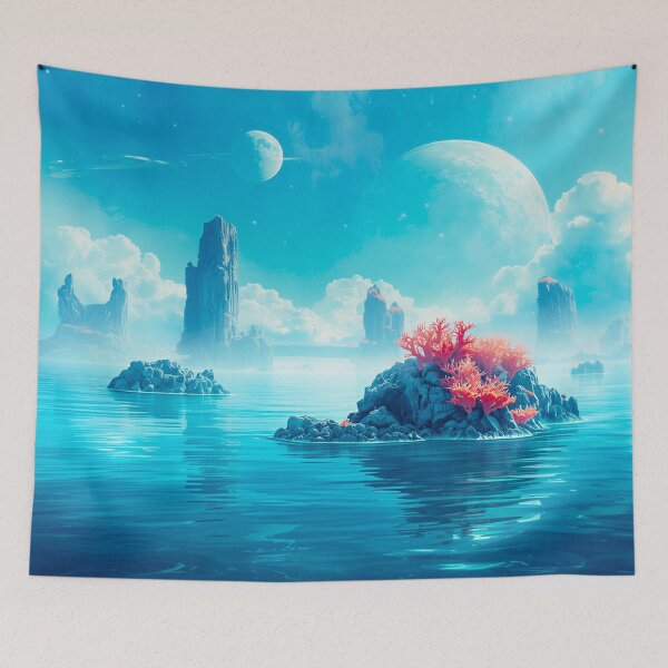 Item preview, Floating Coral Archipelago Watercolor Alien Landscape designed and sold by Luminous Wilds.