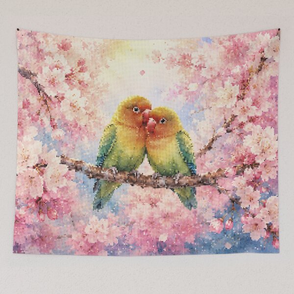 Item preview, Geometric Style Lovebirds & Sakura Floral Design designed and sold by A-C-G.