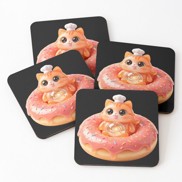Item preview, Emerald Cat - Sweet Glazed Dream: The Starry Donut Baker designed and sold by ABYSSLAB.