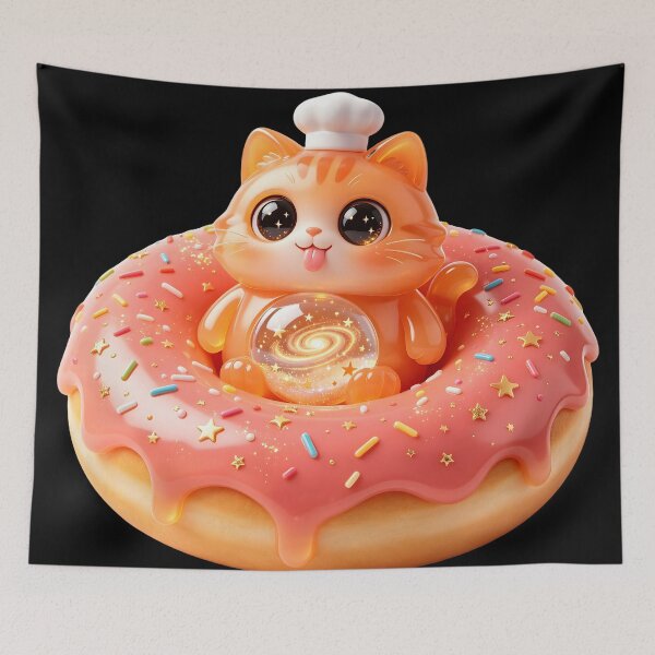 Item preview, Emerald Cat - Sweet Glazed Dream: The Starry Donut Baker designed and sold by ABYSSLAB.