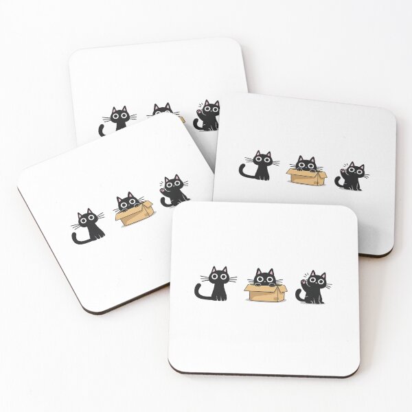 Item preview, Cute Black Cat Trio – Sitting, Box, and Waving Kawaii Cartoon Sticker Sheet designed and sold by RaresS.