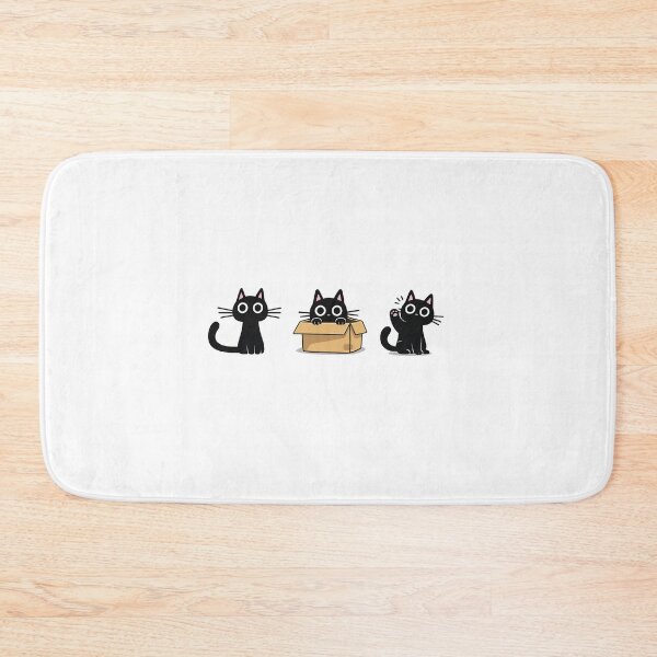 Item preview, Cute Black Cat Trio – Sitting, Box, and Waving Kawaii Cartoon Sticker Sheet designed and sold by RaresS.