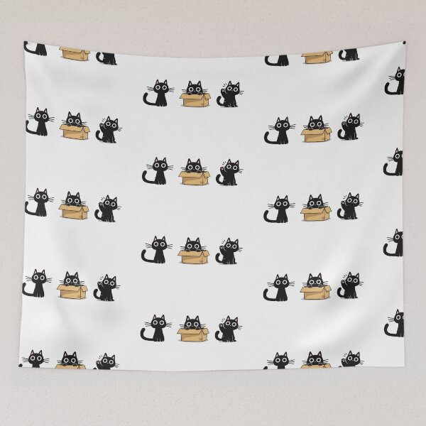 Item preview, Cute Black Cat Trio – Sitting, Box, and Waving Kawaii Cartoon Sticker Sheet designed and sold by RaresS.
