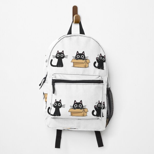 Item preview, Cute Black Cat Trio – Sitting, Box, and Waving Kawaii Cartoon Sticker Sheet designed and sold by RaresS.