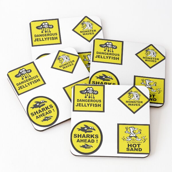 Item preview, Funny Aussie Beach Warning Sign set designed and sold by Al Benge - NZ & Australian Art.