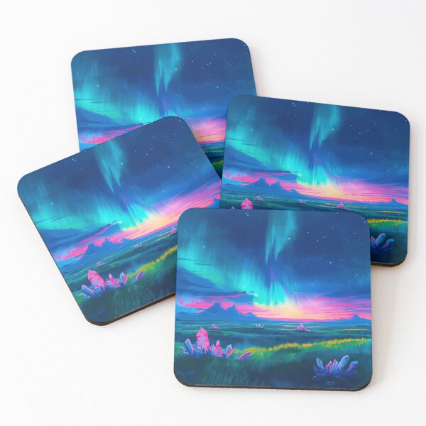 Item preview, Aurora Crystal Plains Alien Watercolor Landscape designed and sold by Luminous Wilds.