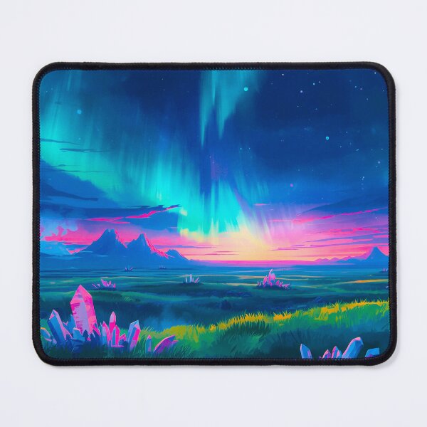 Item preview, Aurora Crystal Plains Alien Watercolor Landscape designed and sold by Luminous Wilds.