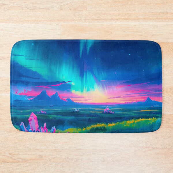 Item preview, Aurora Crystal Plains Alien Watercolor Landscape designed and sold by Luminous Wilds.