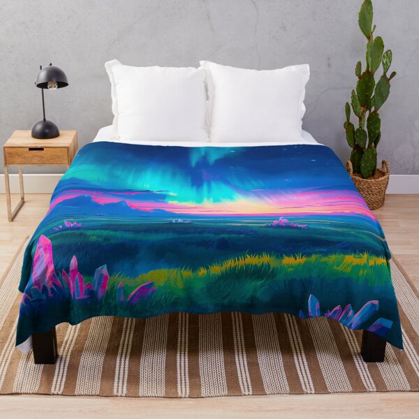 Aperçu de l'œuvre Paysage extraterrestre à l'aquarelle des plaines cristallines d'Aurora créée et vendue par Luminous Wilds.