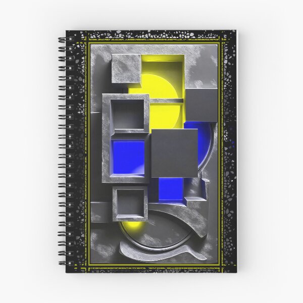 Item preview, Blue and Yellow Geometric Metal Composition – Abstract 3D Industrial designed and sold by ScreenPin.