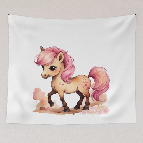 Item preview, Cute Pink Pony – Kawaii Watercolor Horse for Kids. designed and sold by NewtBoo.