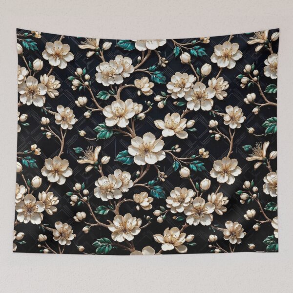 Item preview, Delicate White Floral Pattern on Black designed and sold by IntelliMindDesigns.