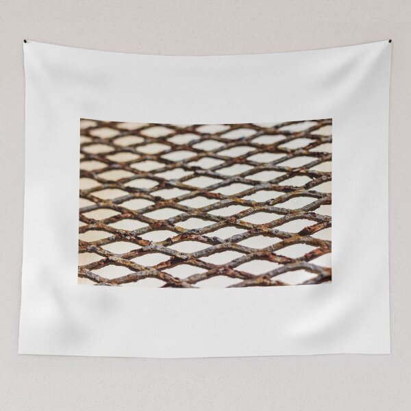 Item preview, Closeup of Rusty Metal Mesh Grate Showing Corroded Diamond Pattern and Weathered Industrial Texture designed and sold by Nmallia.