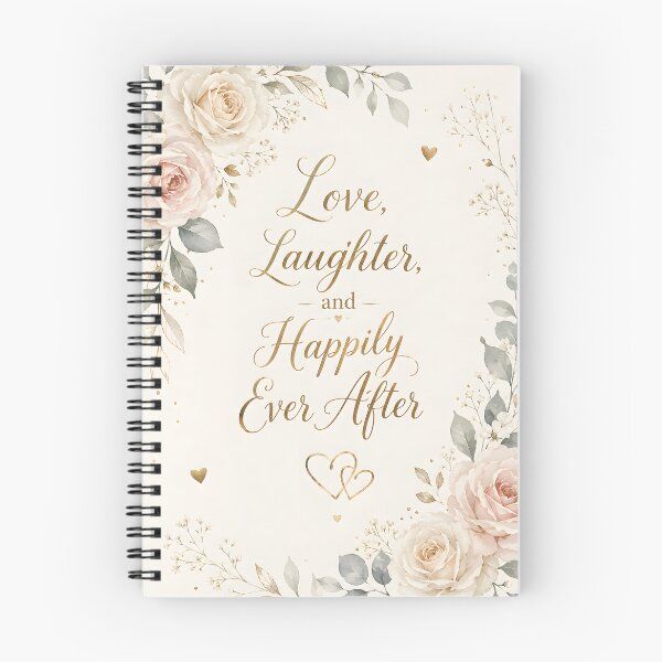 Item preview, Love, Laughter, and Happily Ever After – Elegant Floral Wedding Quote designed and sold by blankTeeShirt.