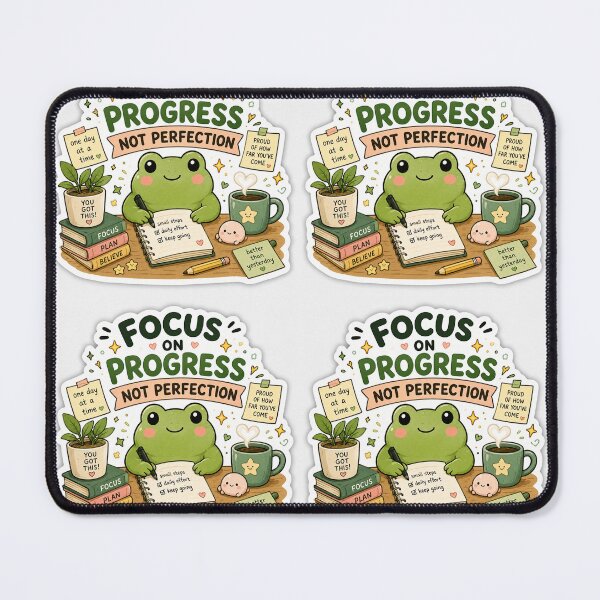 Item preview, Focus On Progress Not Perfection Frog Sticker | Cute Motivation & Productivity designed and sold by GenZStickerHub1.