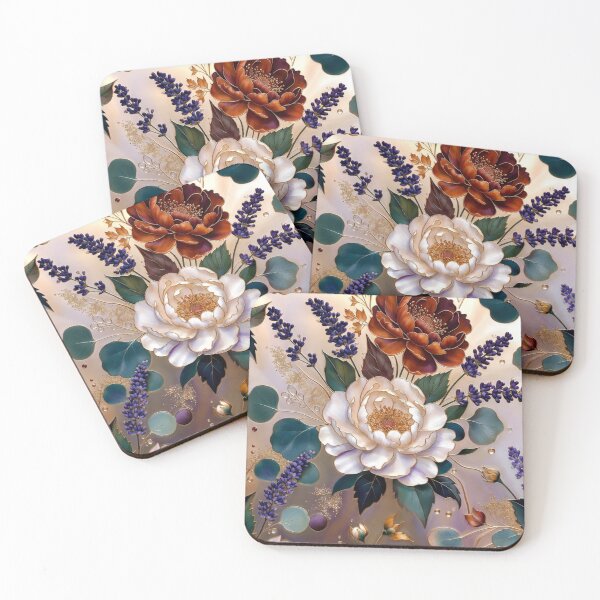 Item preview, Elegant White Brown Purple Floral Bouquet designed and sold by IntelliMindDesigns.