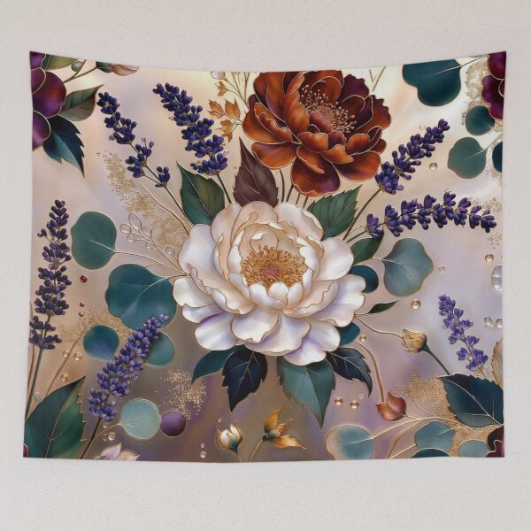 Item preview, Elegant White Brown Purple Floral Bouquet designed and sold by IntelliMindDesigns.