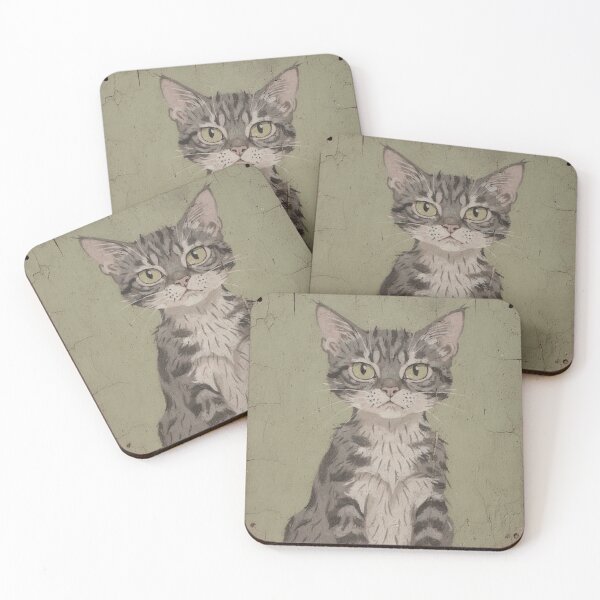 Item preview, Affronted Lykoi Cat With Flattened Ears Folk Art designed and sold by PictorialWhimsy.