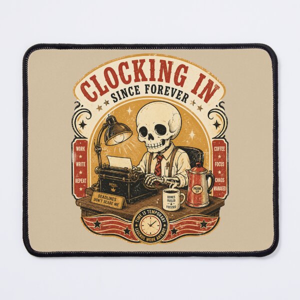 Item preview, Clocking In Since Forever Skeleton PNG, Funny Office Worker Shirt Design, Vintage Skull Graphic Tee, Retro Skeleton T-Shirt designed and sold by MaynyStudio.