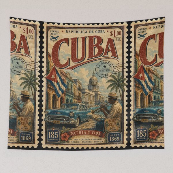 Item preview, Cuba Vintage Postal Stamp - Havana Retro Art designed and sold by ernestbullone.