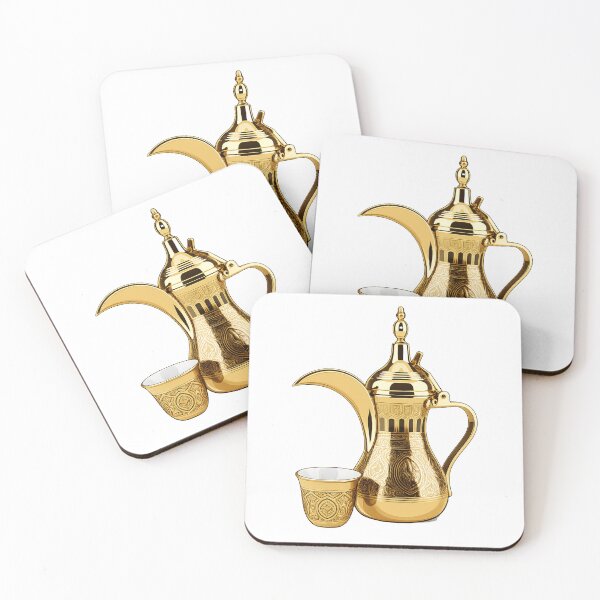 Item preview, ​Traditional Golden Arabic Coffee Pot and Cup designed and sold by LaylaArtStudio.