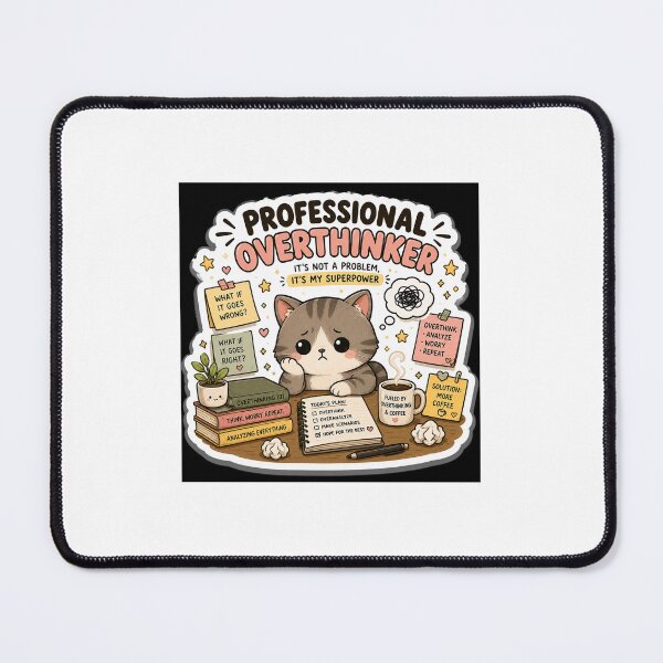 Item preview, Professional Overthinker Cat Sticker | Funny Anxiety & Overthinking Meme designed and sold by GenZStickerHub1.