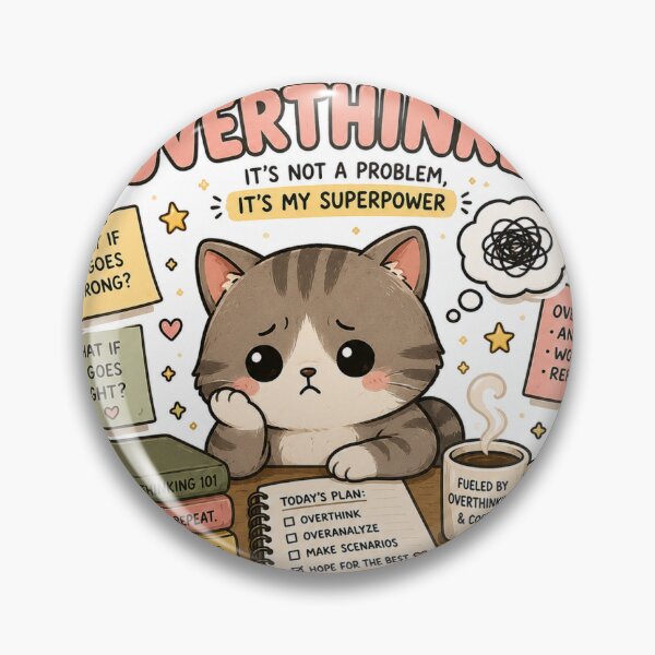 Item preview, Professional Overthinker Cat Sticker | Funny Anxiety & Overthinking Meme designed and sold by GenZStickerHub1.