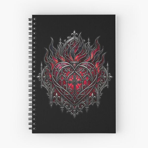 Item preview, Sacred Heart with Gothic Flames — Cathedral Stained Glass designed and sold by David Mateo ArtWorks.